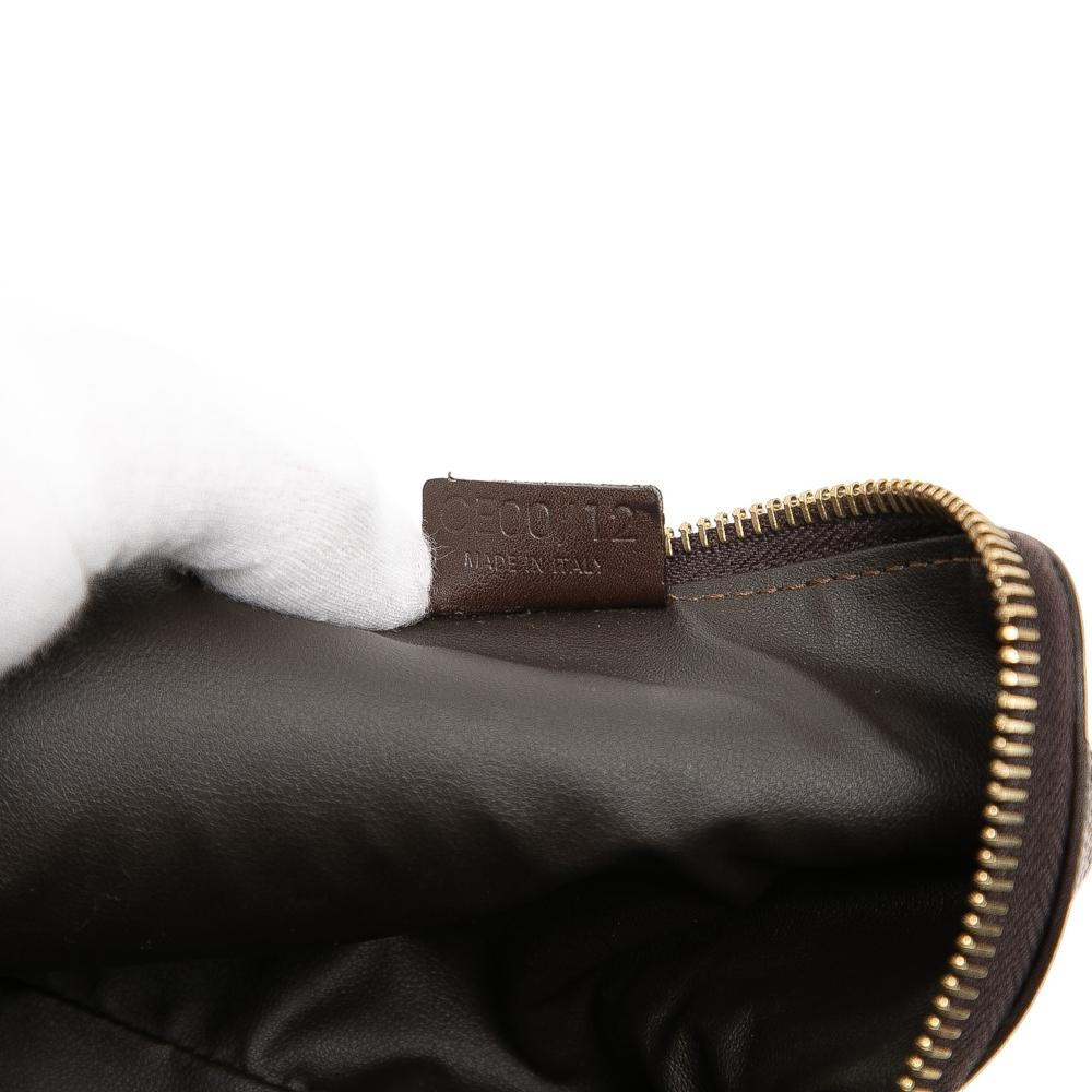 Celine AB Celine Brown Dark Brown Coated Canvas Fabric Macadam Pouch Italy