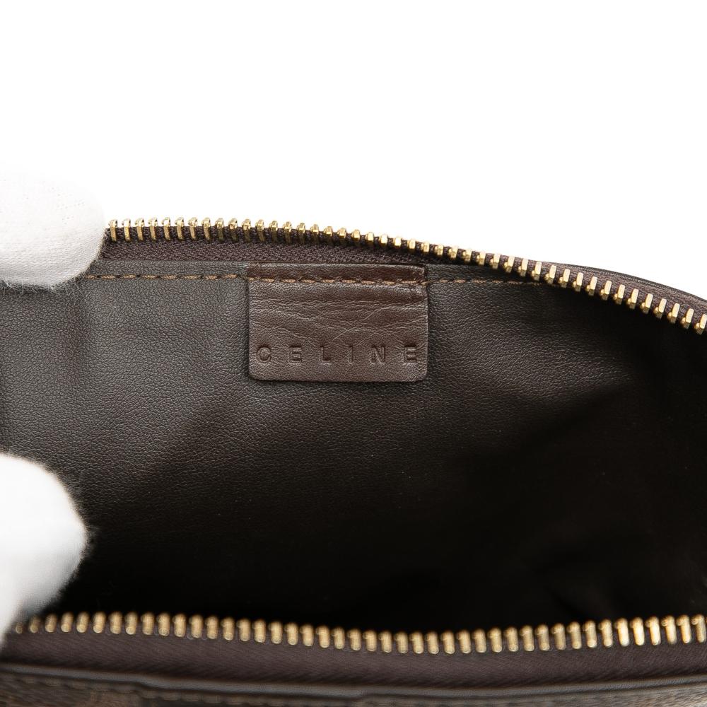 Celine AB Celine Brown Dark Brown Coated Canvas Fabric Macadam Pouch Italy