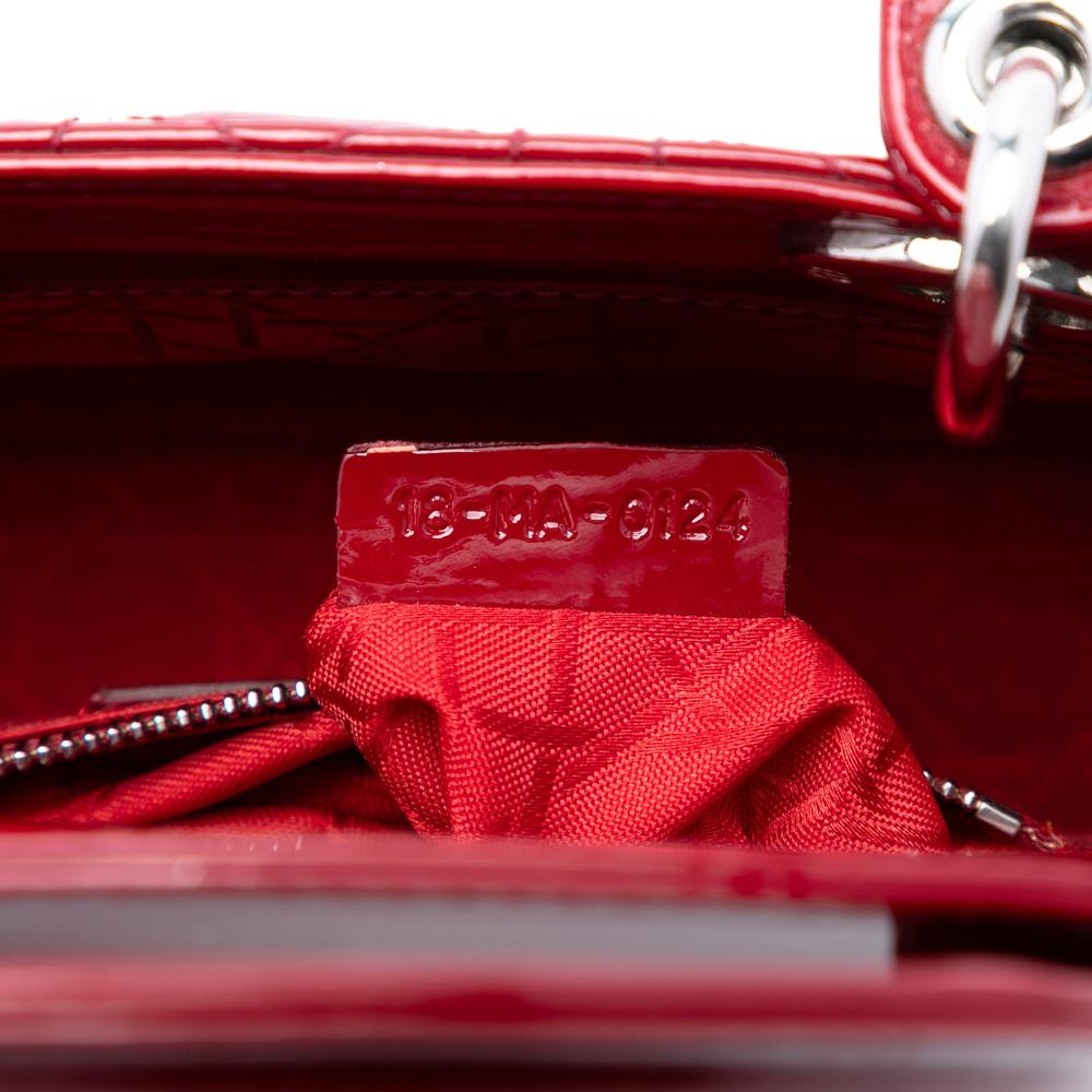 Christian Dior B Dior Red Dark Red Patent Leather Leather Mini Patent Cannage Lady Dior Italy