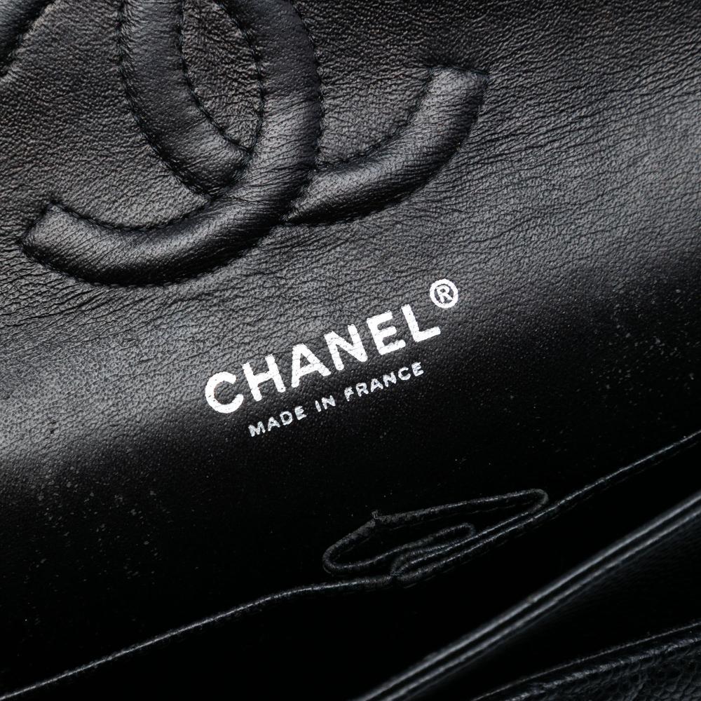 Chanel AB Chanel Black Caviar Leather Leather Medium Classic Caviar Double Flap France