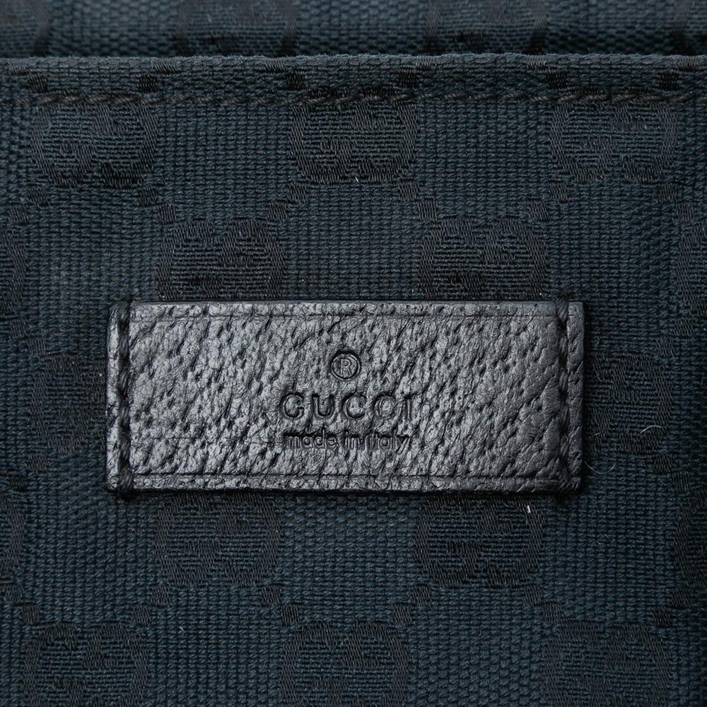 Gucci AB Gucci Black Canvas Fabric GG Web Tote Italy