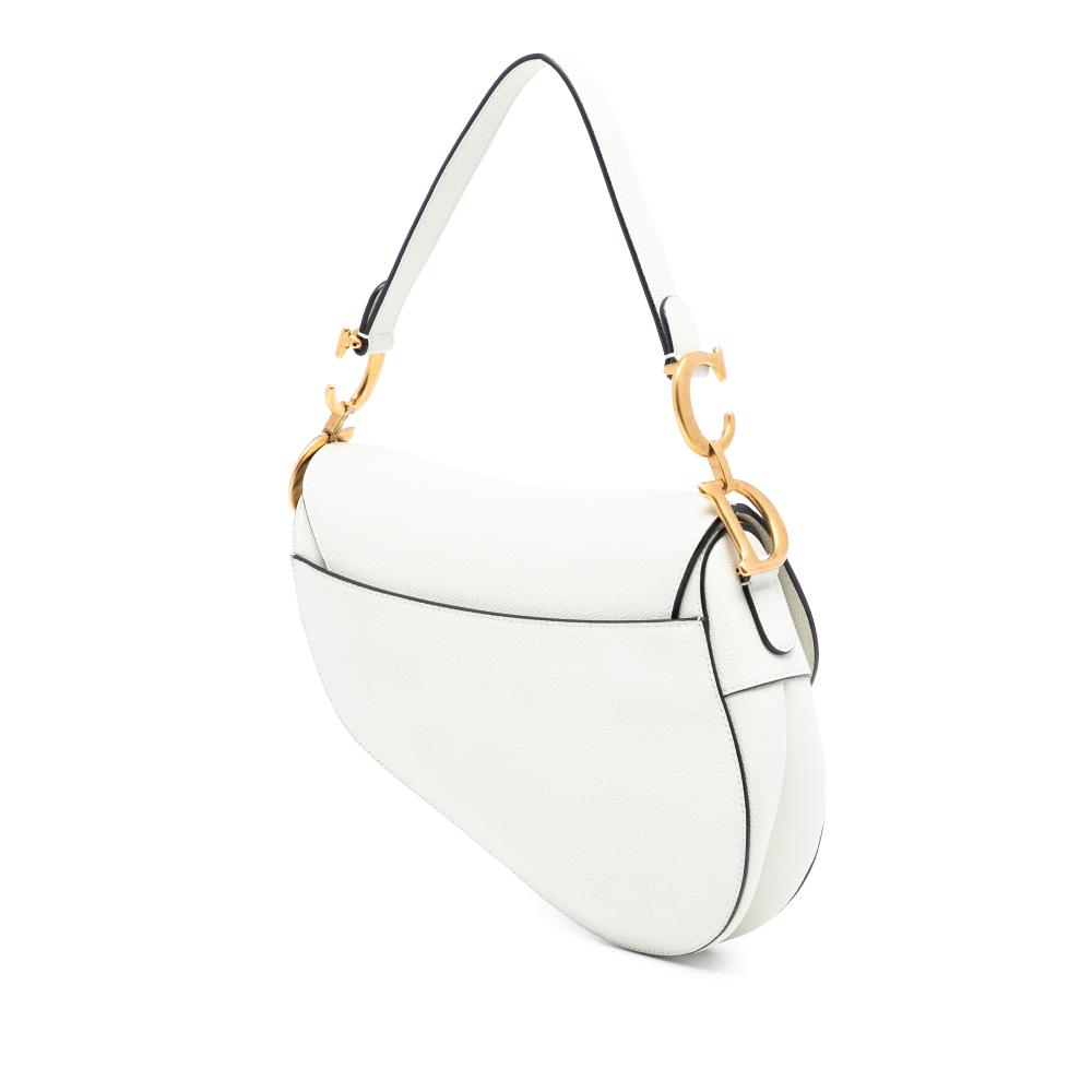 Christian Dior AB Dior White Calf Leather Grained skin Saddle Bag Italy