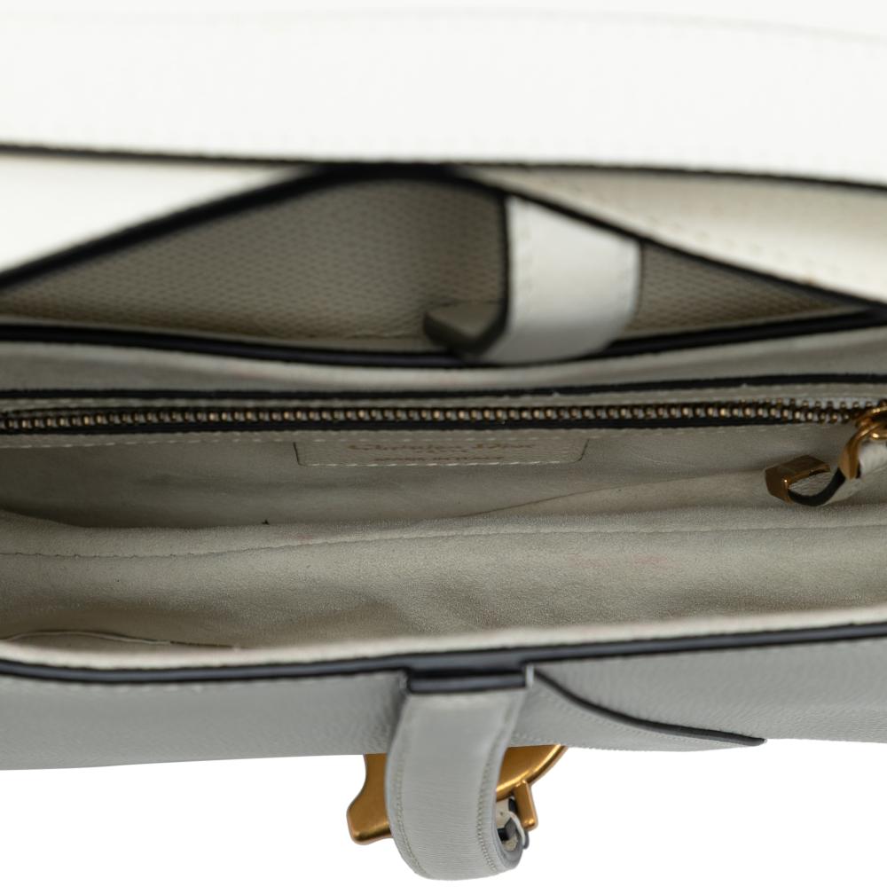 Christian Dior AB Dior White Calf Leather Grained skin Saddle Bag Italy