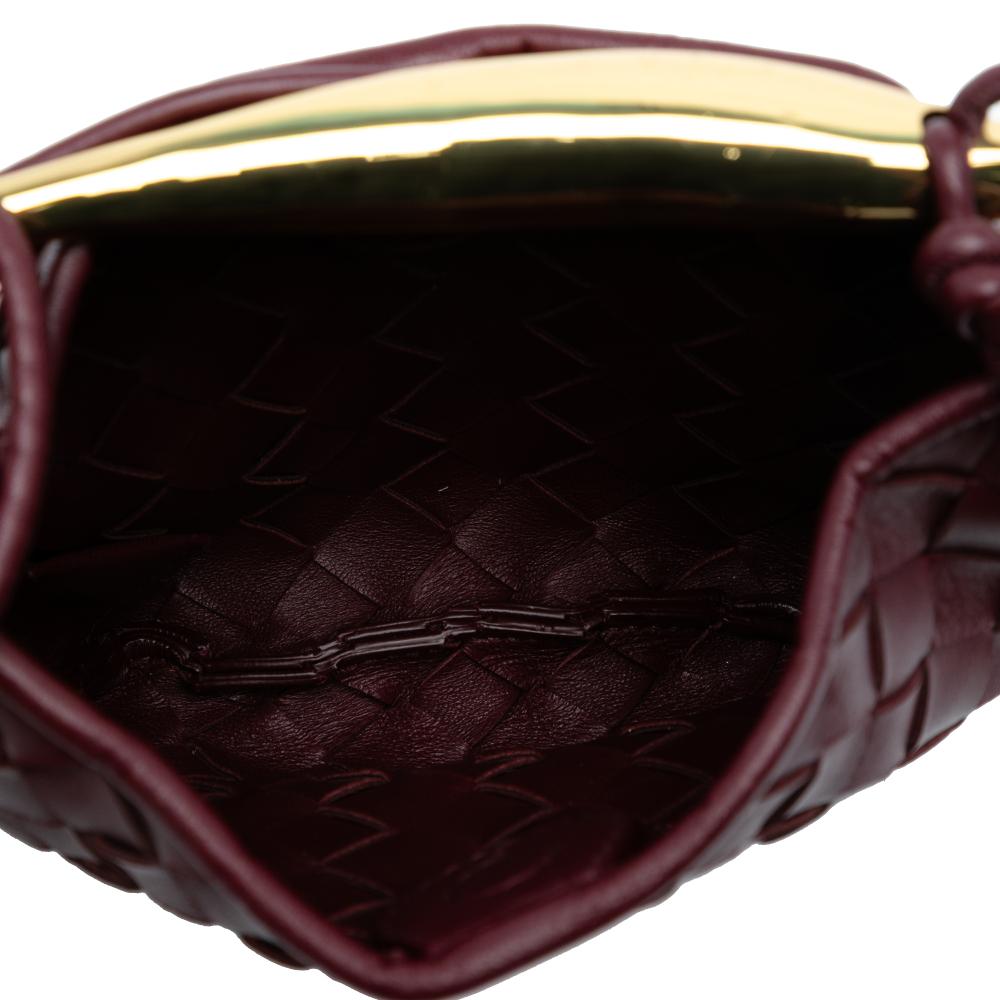 Bottega Veneta Red Bordeaux Lambskin Leather Leather Baby Lambskin Intrecciato Sardine Satchel Italy