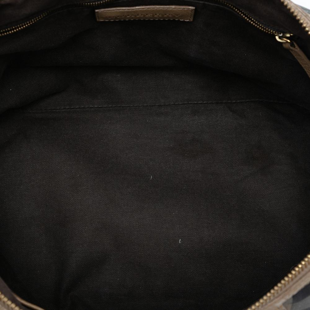 Burberry B Burberry Brown Light Brown Canvas Fabric House Check Satchel Italy