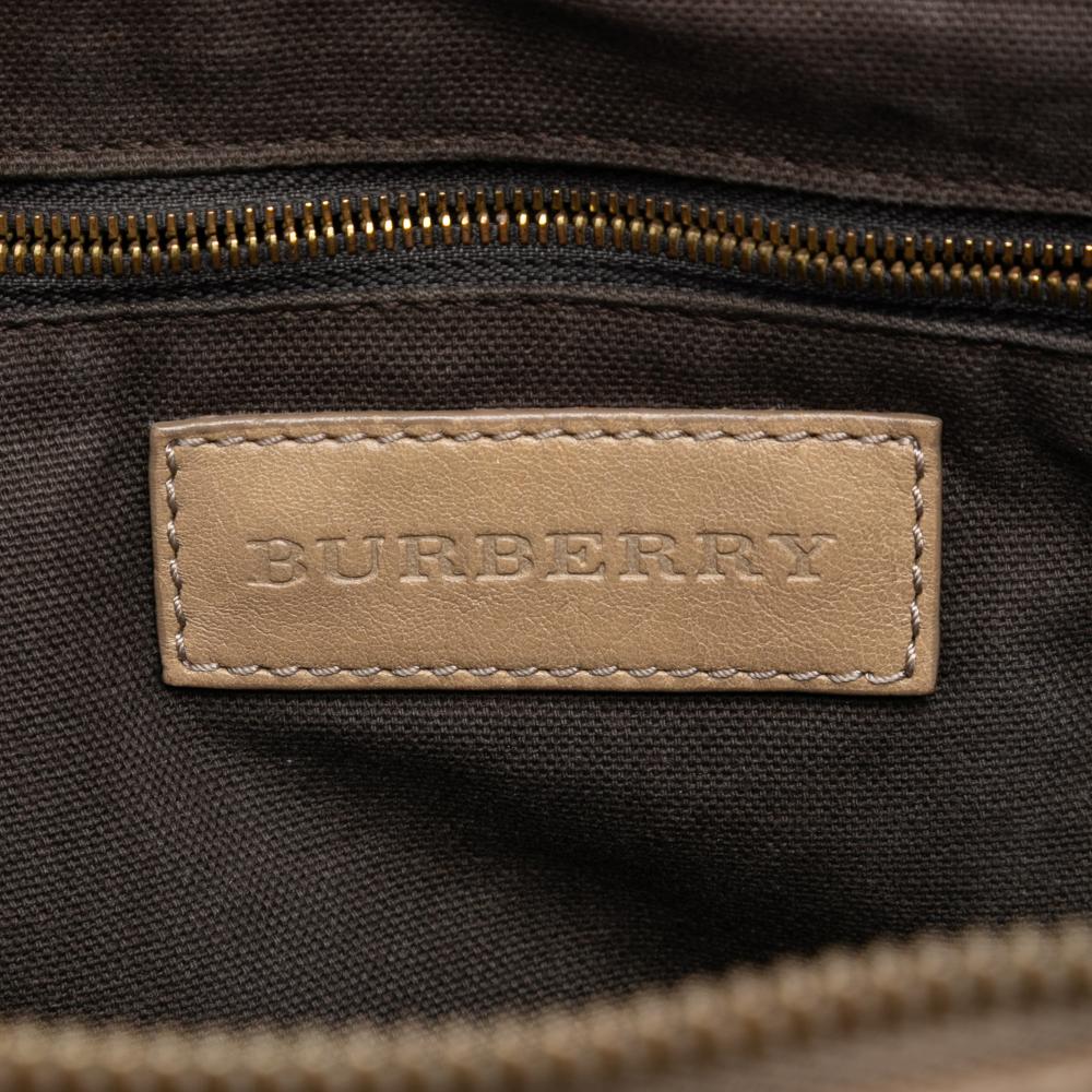 Burberry B Burberry Brown Light Brown Canvas Fabric House Check Satchel Italy
