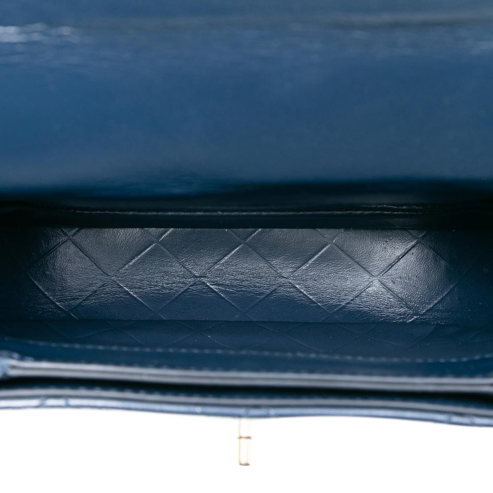 Chanel AB Chanel Blue Navy Calf Leather Mini CC Quilted Shiny skin Round Moon Messenger Flap Italy