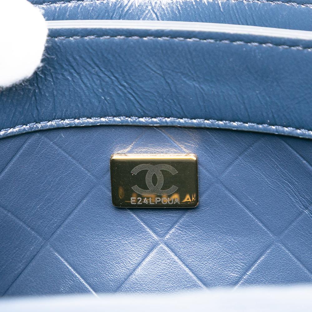 Chanel AB Chanel Blue Navy Calf Leather Mini CC Quilted Shiny skin Round Moon Messenger Flap Italy