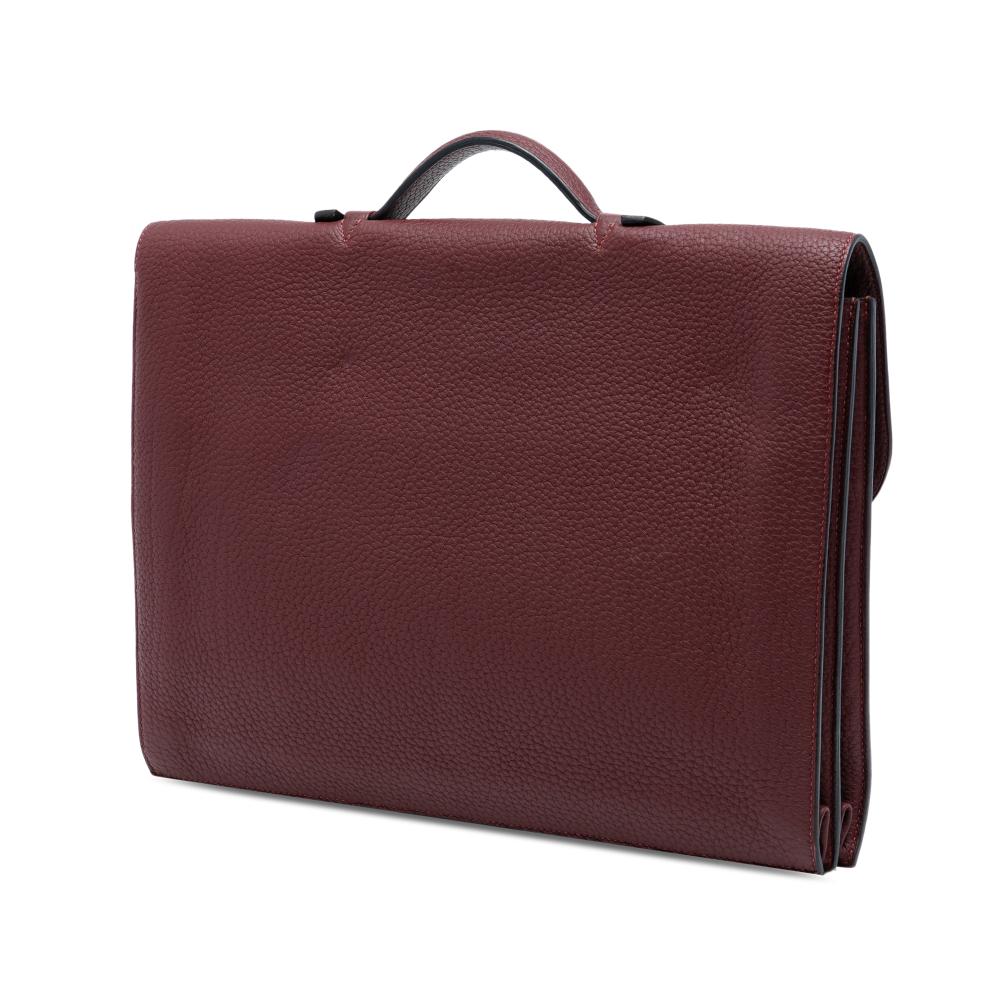 Hermès AB Hermès Red Dark Red Calf Leather Togo Sac A Depeches 38 France