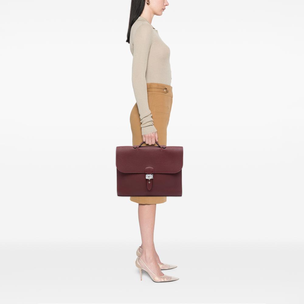 Hermès AB Hermès Red Dark Red Calf Leather Togo Sac A Depeches 38 France