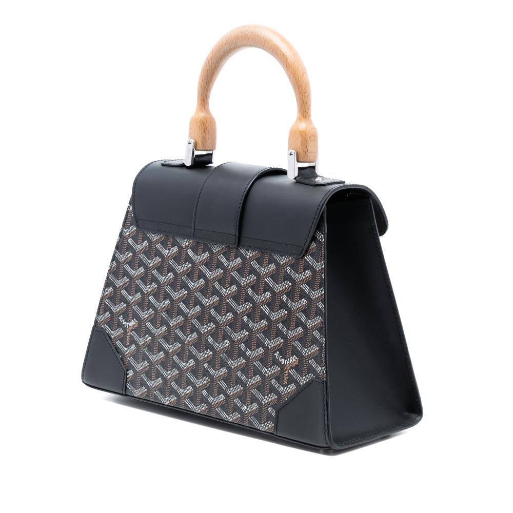 Goyard AB Goyard Black Coated Canvas Fabric Goyardine Saigon Structured PM France