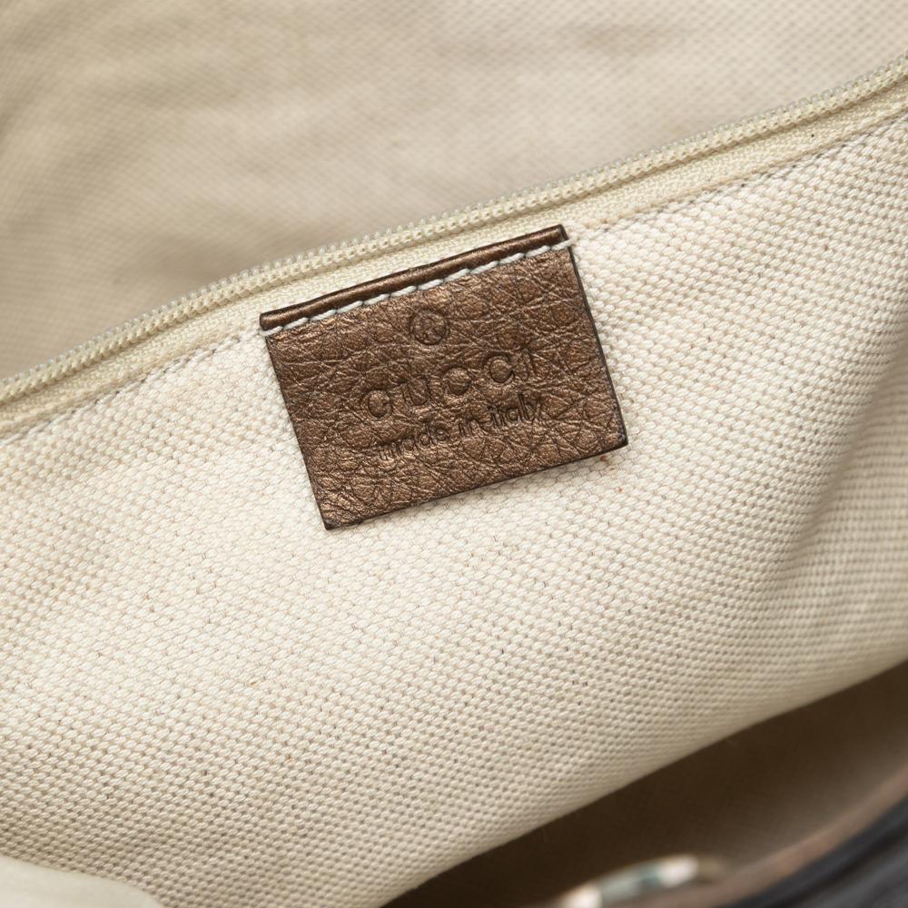 Gucci B Gucci Brown Bronze Calf Leather Medium Metallic skin Sukey Tote Italy