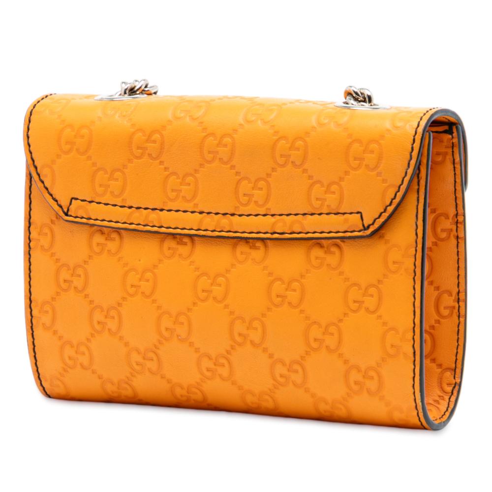 Gucci AB Gucci Orange Calf Leather Mini Guccissima Emily Crossbody Italy
