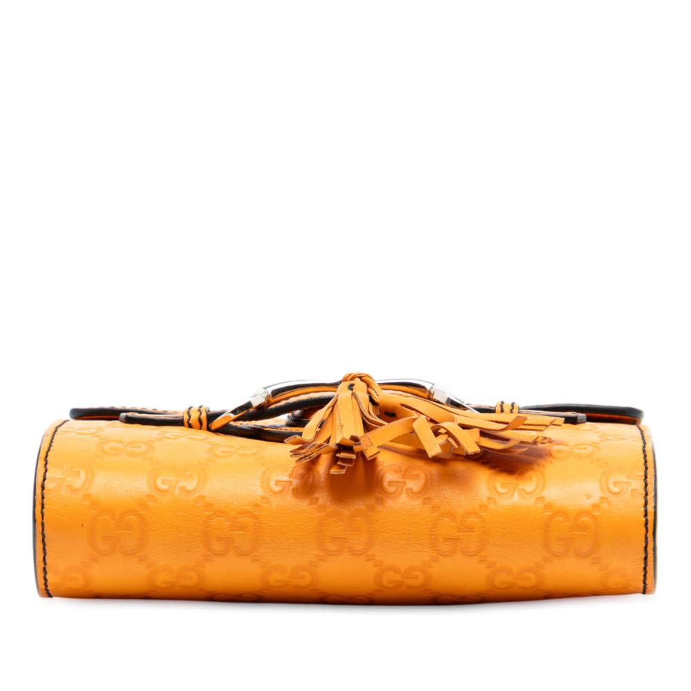 Gucci AB Gucci Orange Calf Leather Mini Guccissima Emily Crossbody Italy