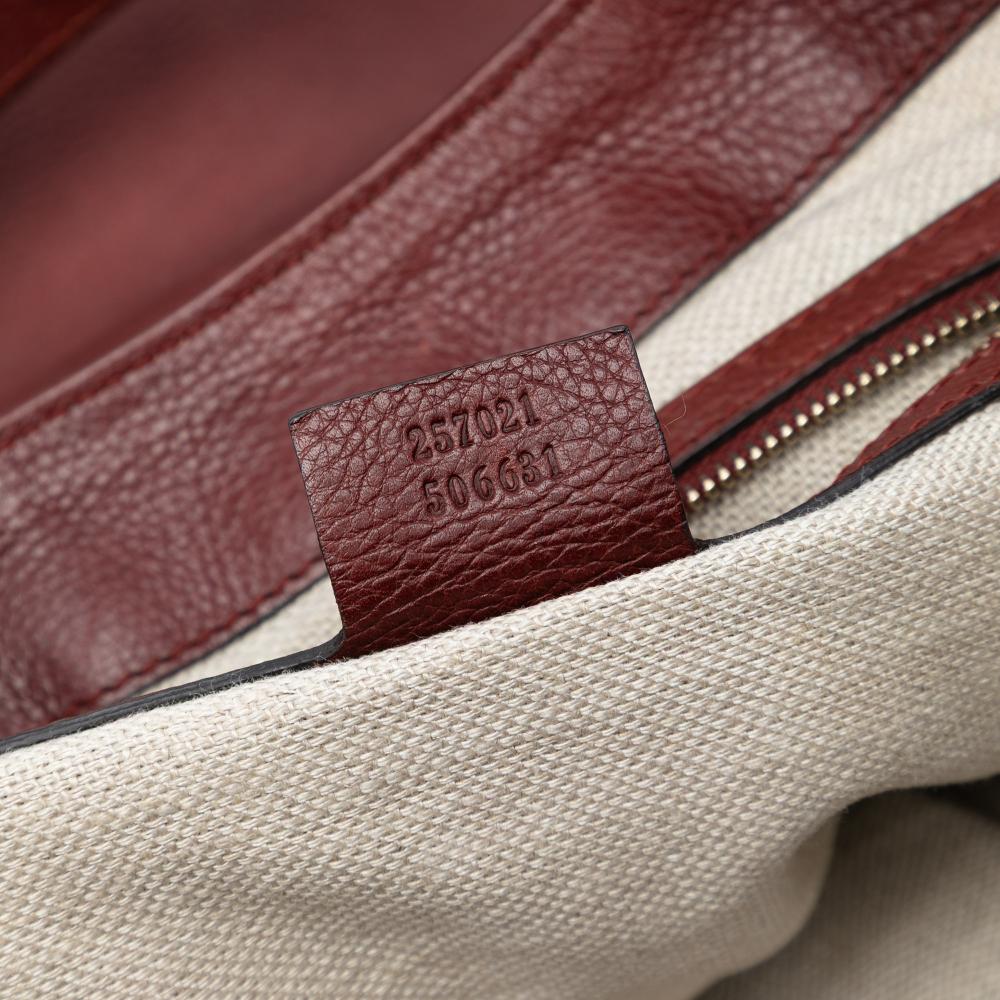 Gucci B Gucci Brown Beige with Red Canvas Fabric GG Marrakech Shoulder Bag Italy