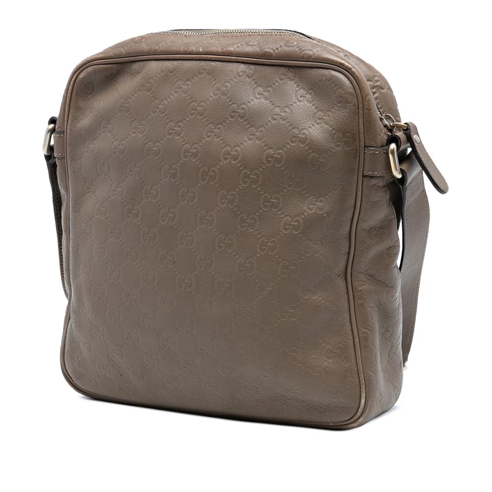 Gucci B Gucci Brown Taupe Calf Leather Guccissima Crossbody Italy