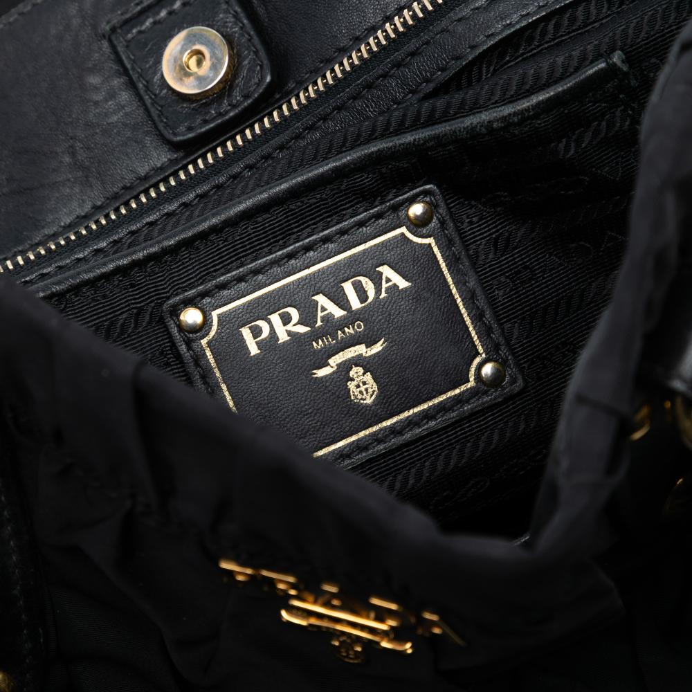 Prada AB Prada Black Nylon Fabric Tessuto Gaufre Satchel Italy