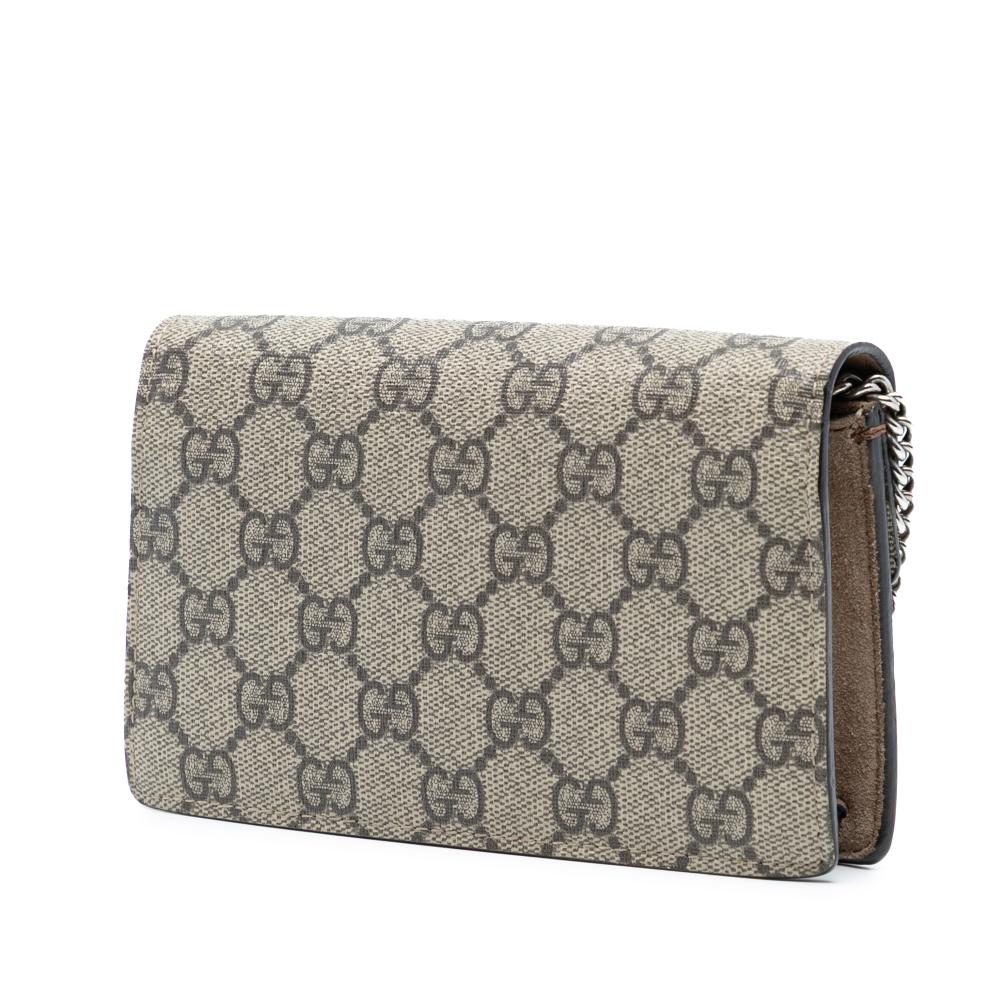Gucci AB Gucci Brown Beige Coated Canvas Fabric Mini GG Supreme Dionysus Crossbody Italy