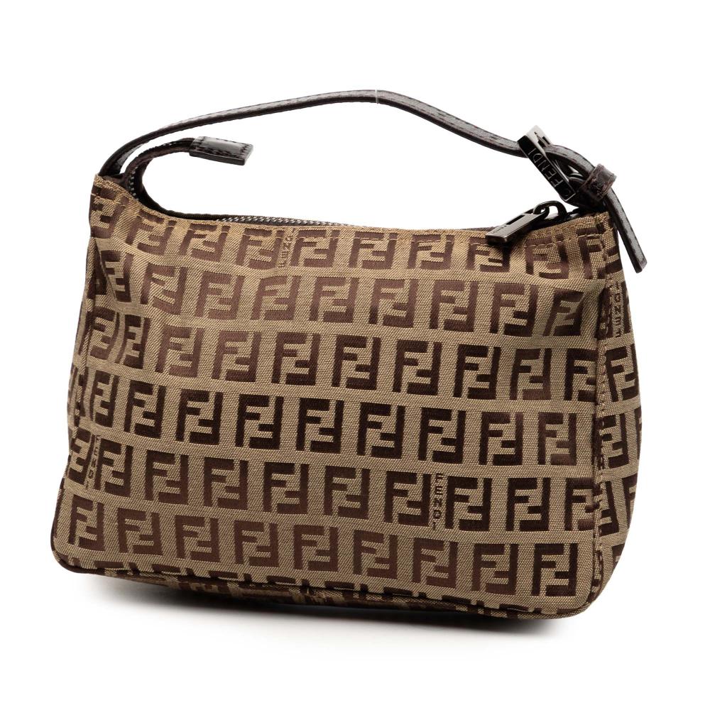 Fendi B Fendi Brown Light Brown Canvas Fabric Zucchino Handbag Italy