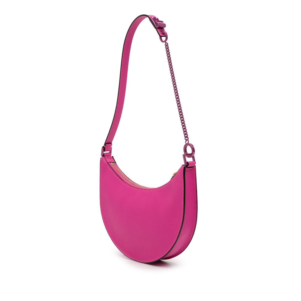 Valentino AB Valentino Pink Hot Pink Calf Leather Mini Grainy skin VLogo Hobo Italy