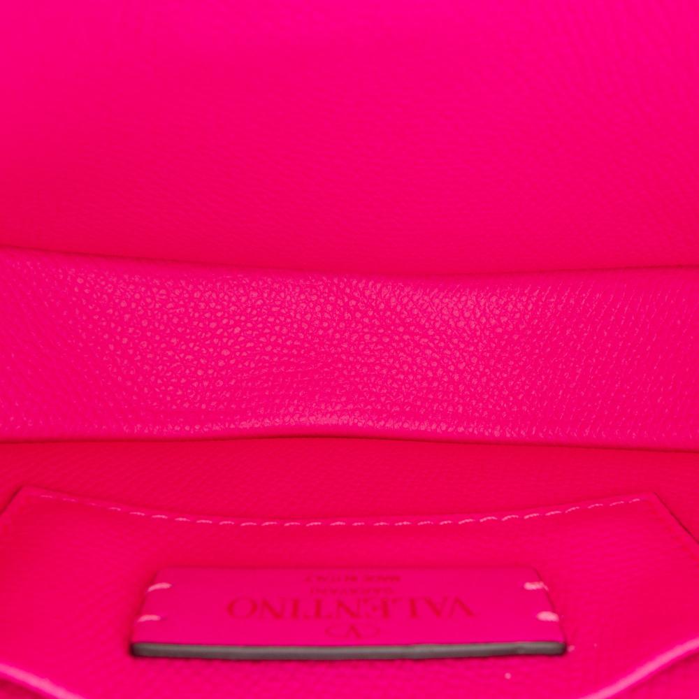 Valentino AB Valentino Pink Hot Pink Calf Leather Mini Grainy skin VLogo Hobo Italy