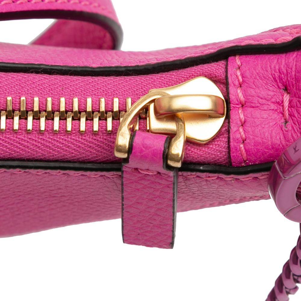 Valentino AB Valentino Pink Hot Pink Calf Leather Mini Grainy skin VLogo Hobo Italy