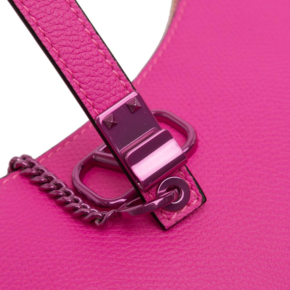 Valentino AB Valentino Pink Hot Pink Calf Leather Mini Grainy skin VLogo Hobo Italy
