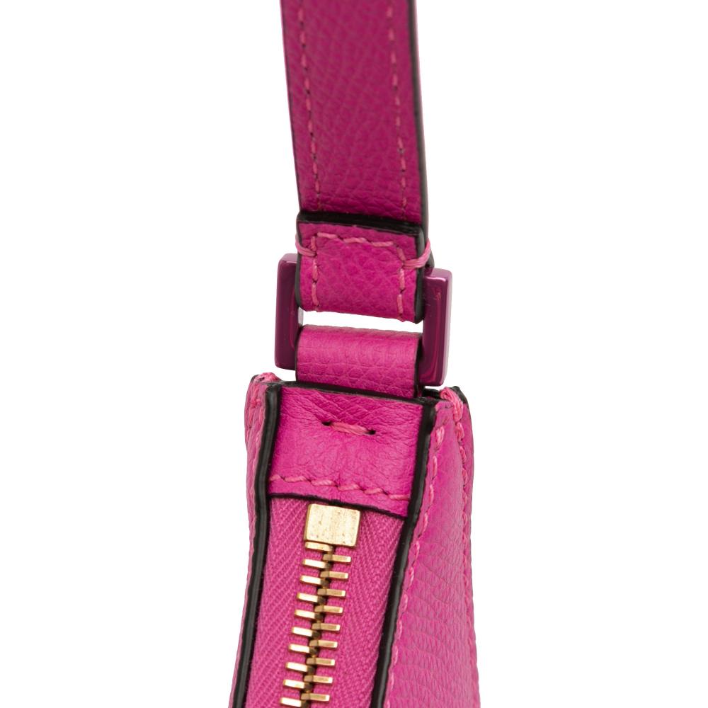 Valentino AB Valentino Pink Hot Pink Calf Leather Mini Grainy skin VLogo Hobo Italy