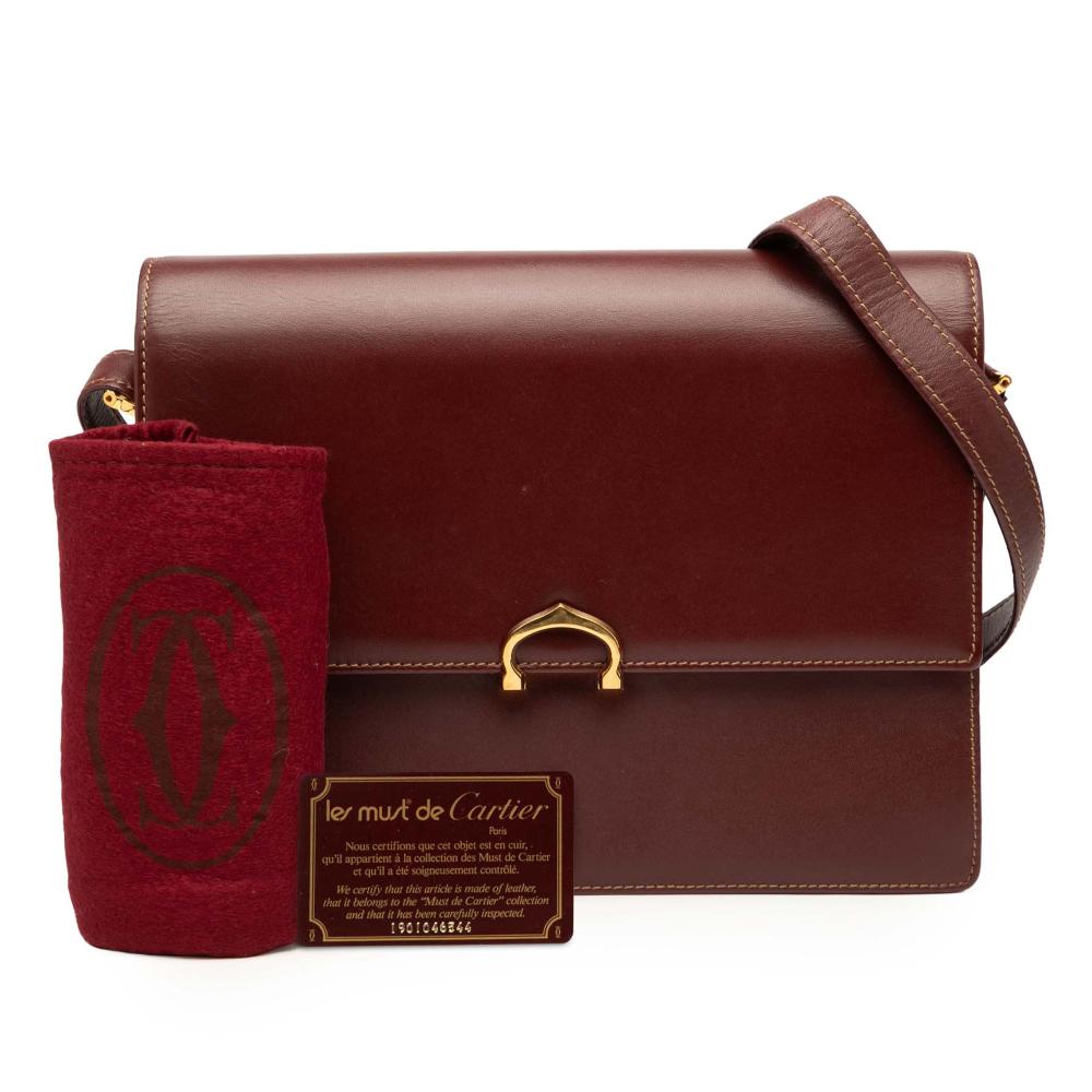 Cartier B Cartier Red Bordeaux Calf Leather Must de Cartier Crossbody Italy