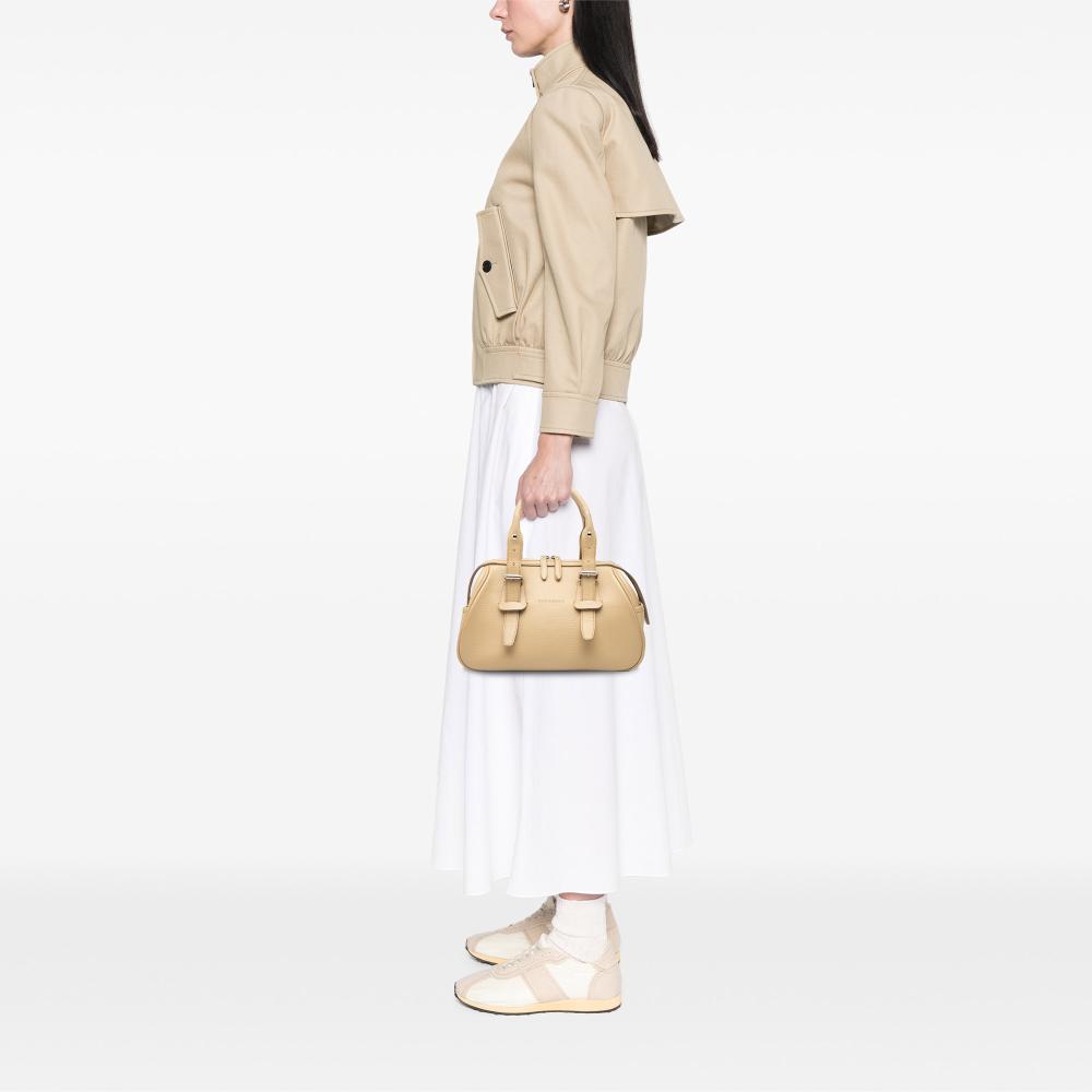 Burberry B Burberry Brown Beige Calf Leather Handbag United Kingdom