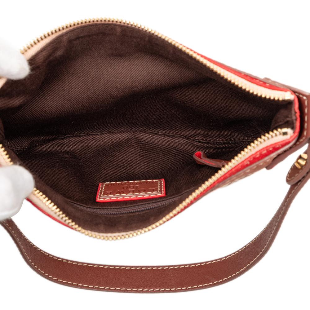 Loewe B LOEWE Brown Beige with Red Canvas Fabric 160th Anniversary Suede Trimmed Shoulder Bag China