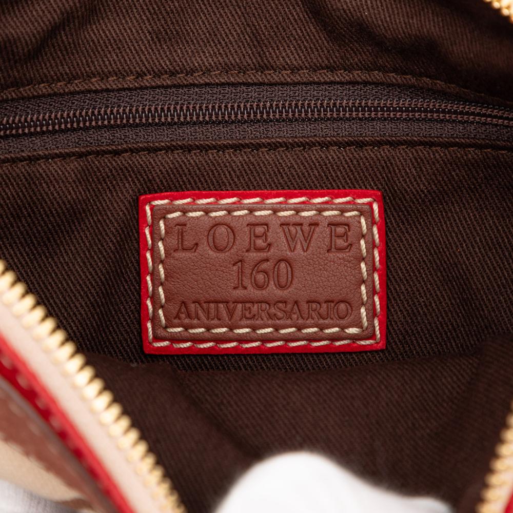 Loewe B LOEWE Brown Beige with Red Canvas Fabric 160th Anniversary Suede Trimmed Shoulder Bag China