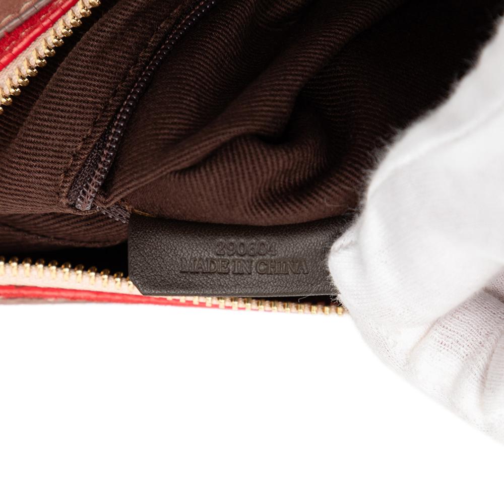 Loewe B LOEWE Brown Beige with Red Canvas Fabric 160th Anniversary Suede Trimmed Shoulder Bag China