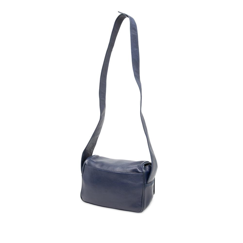 Loewe B LOEWE Blue Navy Calf Leather Anagram Flap Crossbody Spain