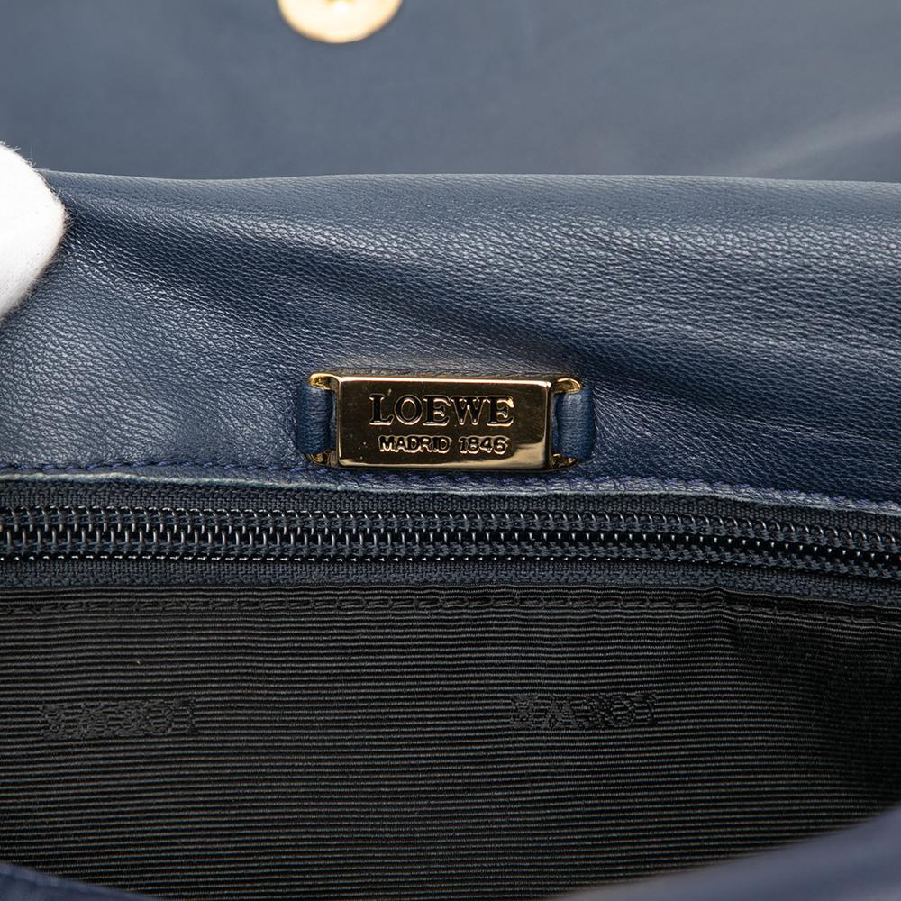 Loewe B LOEWE Blue Navy Calf Leather Anagram Flap Crossbody Spain