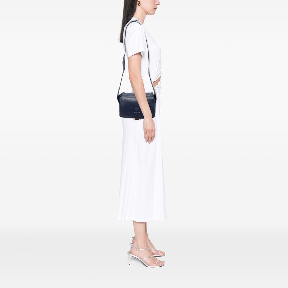 Loewe B LOEWE Blue Navy Calf Leather Anagram Flap Crossbody Spain