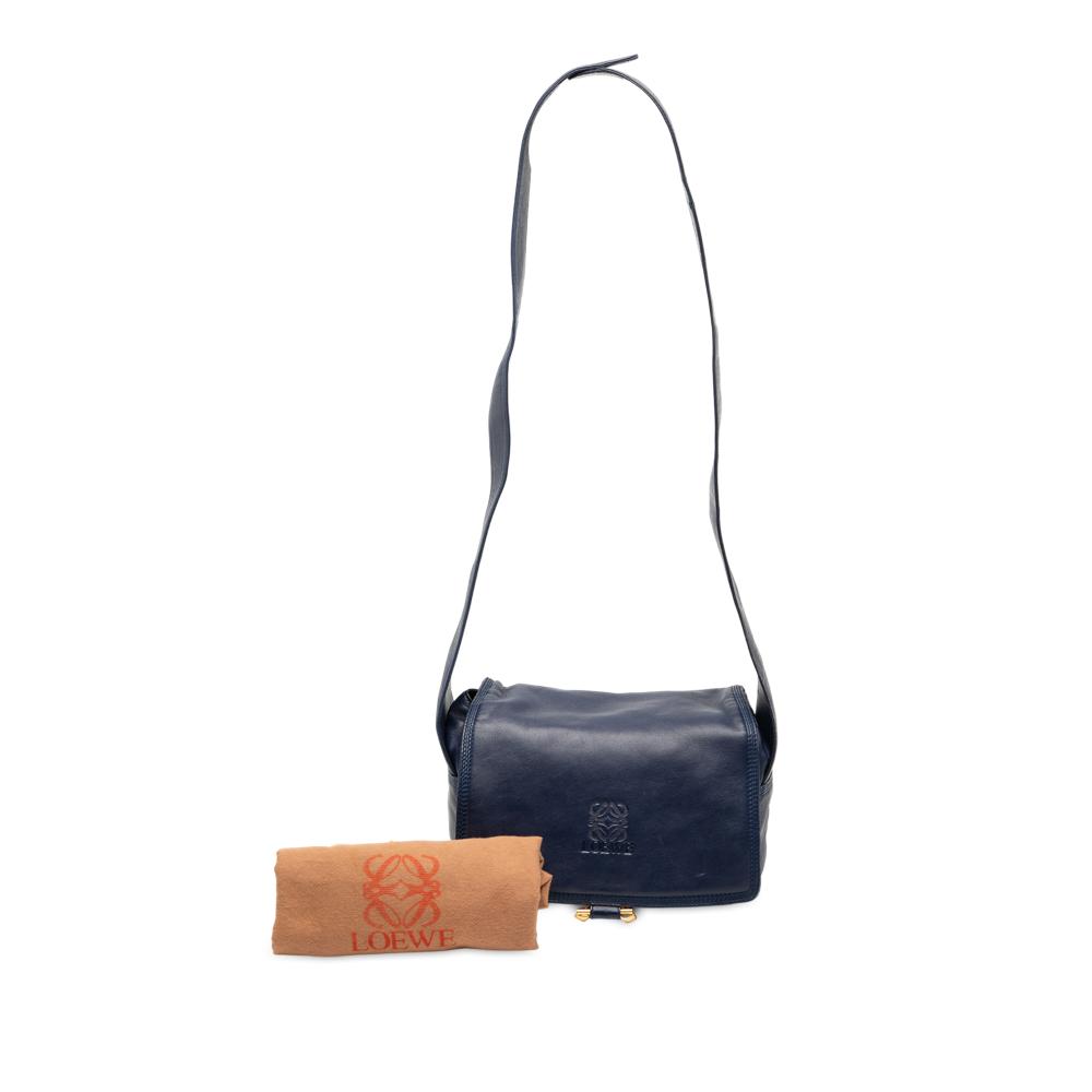 Loewe B LOEWE Blue Navy Calf Leather Anagram Flap Crossbody Spain