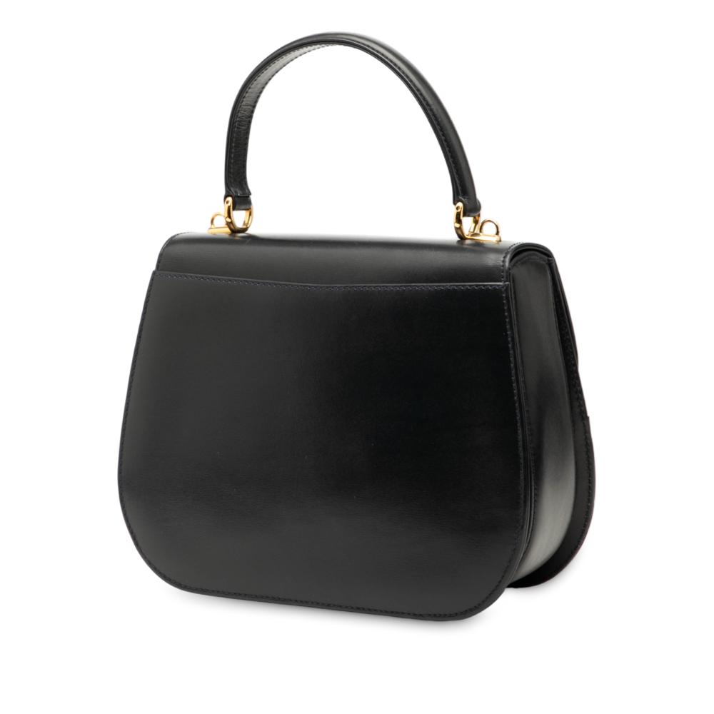 Gucci B Gucci Black Calf Leather Horsebit Top Handle Bag Italy