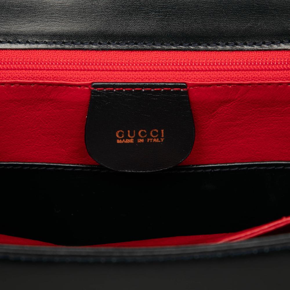 Gucci B Gucci Black Calf Leather Horsebit Top Handle Bag Italy