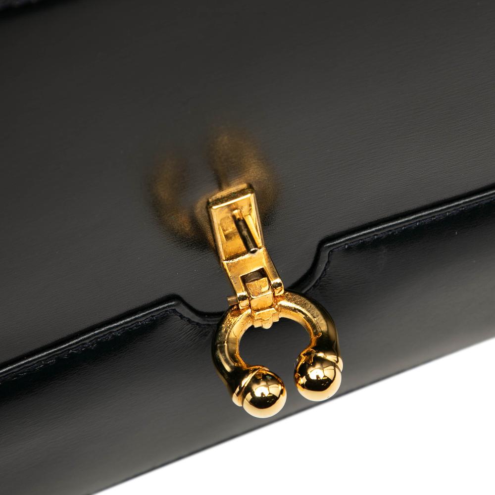 Gucci B Gucci Black Calf Leather Horsebit Top Handle Bag Italy