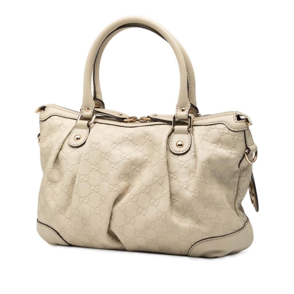 Gucci B Gucci Brown Light Beige Calf Leather Guccissima Sukey Satchel Italy