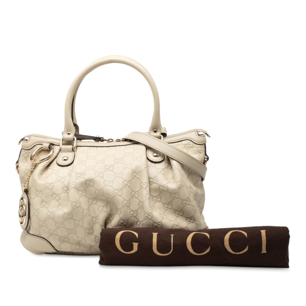 Gucci B Gucci Brown Light Beige Calf Leather Guccissima Sukey Satchel Italy