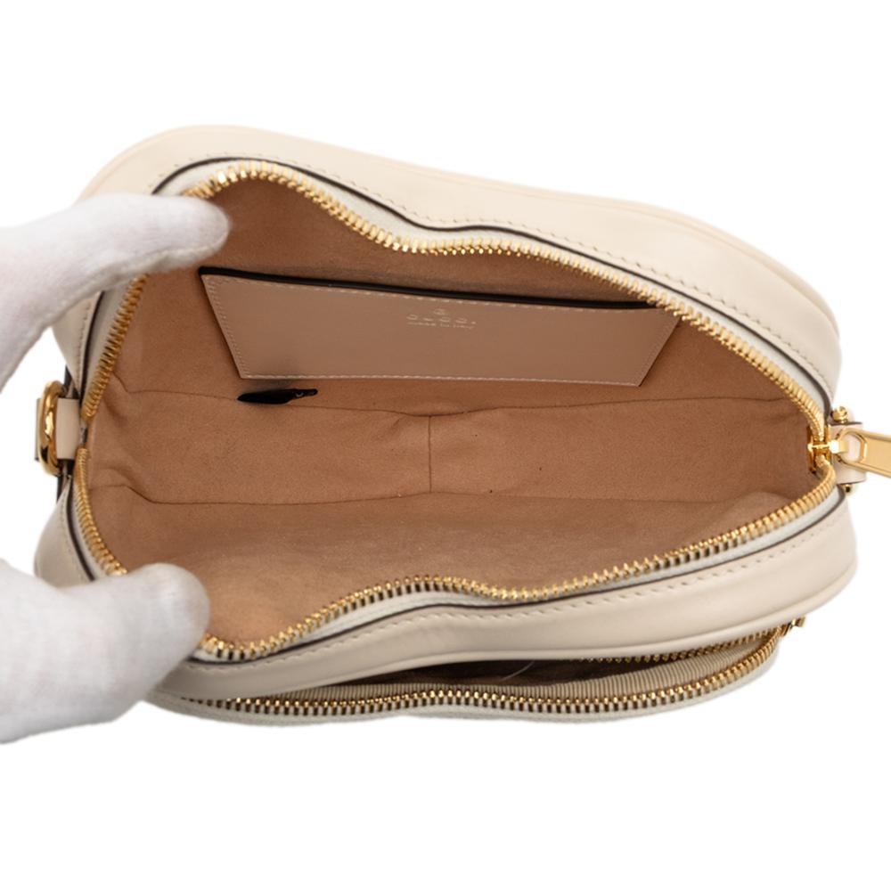 Gucci AB Gucci Brown Beige Calf Leather Mini Matelasse Heart Crossbody Italy