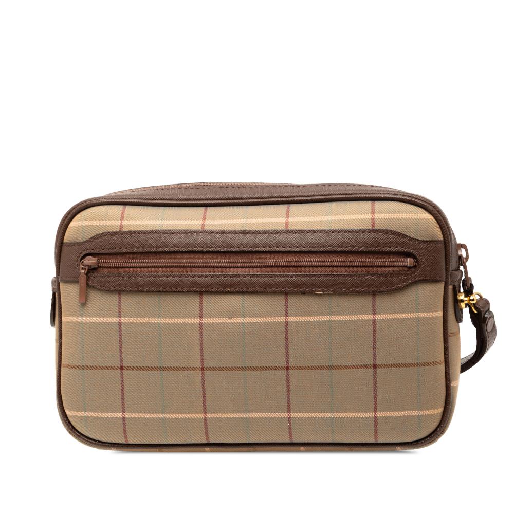 Burberry B Burberry Brown Light Brown Canvas Fabric Vintage Check Clutch United Kingdom
