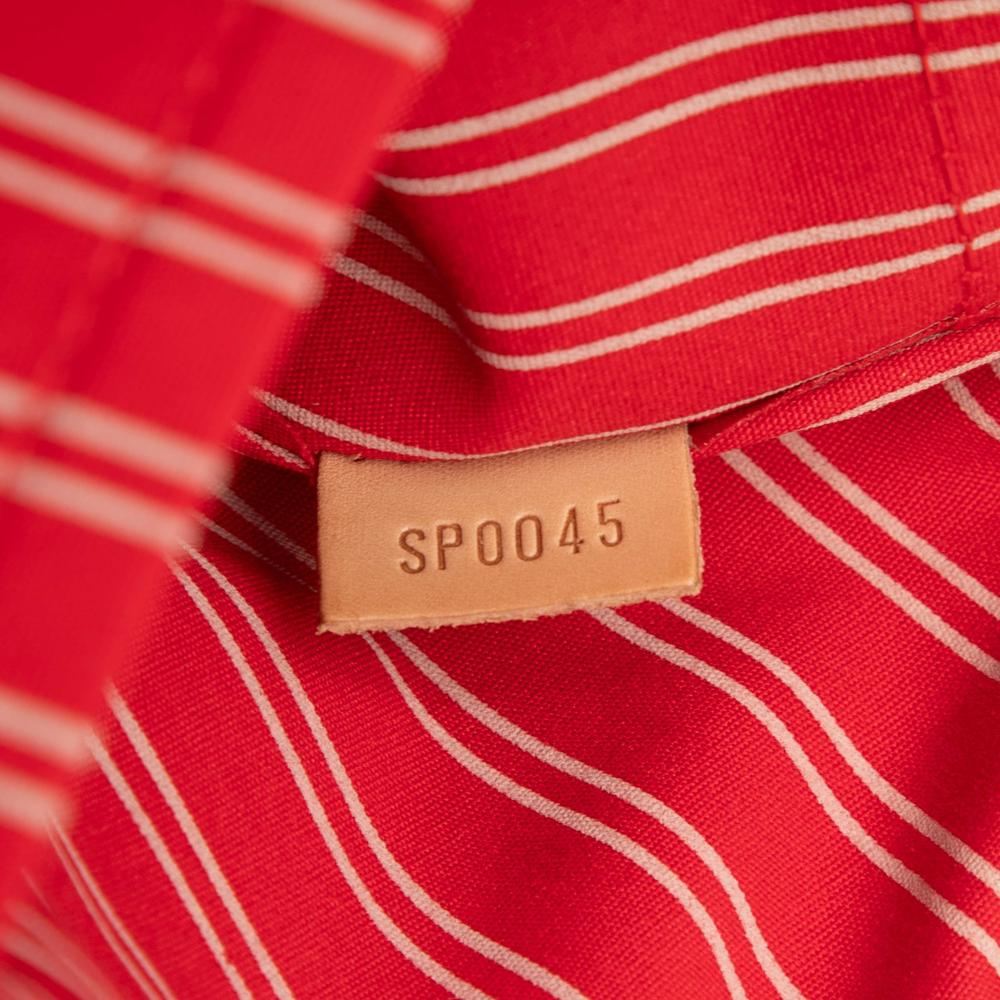 Louis Vuitton B Louis Vuitton Brown Beige with Red Canvas Fabric Antigua Cabas MM France