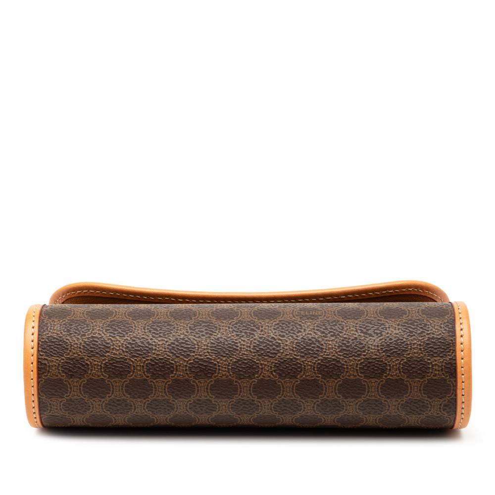 Celine B Celine Brown Coated Canvas Fabric Macadam Clutch Italy
