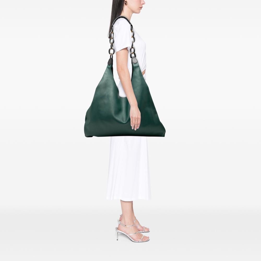 Burberry B Burberry Green Calf Leather Soft Wrapped Chain Shopper Hobo Italy