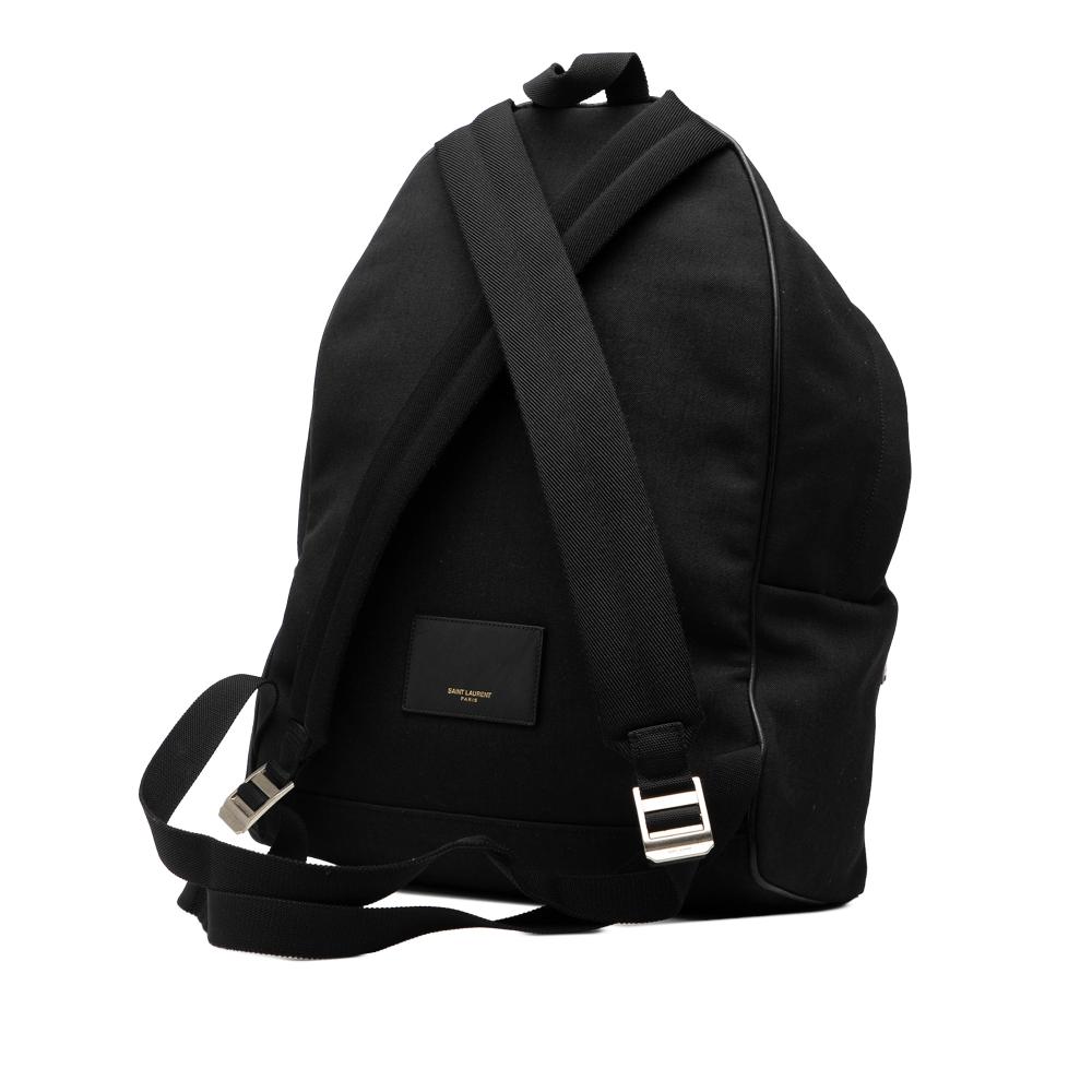 Saint Laurent B Saint Laurent Black with Blue Denim Nylon Fabric and Denim Classic Hunting Backpack Italy