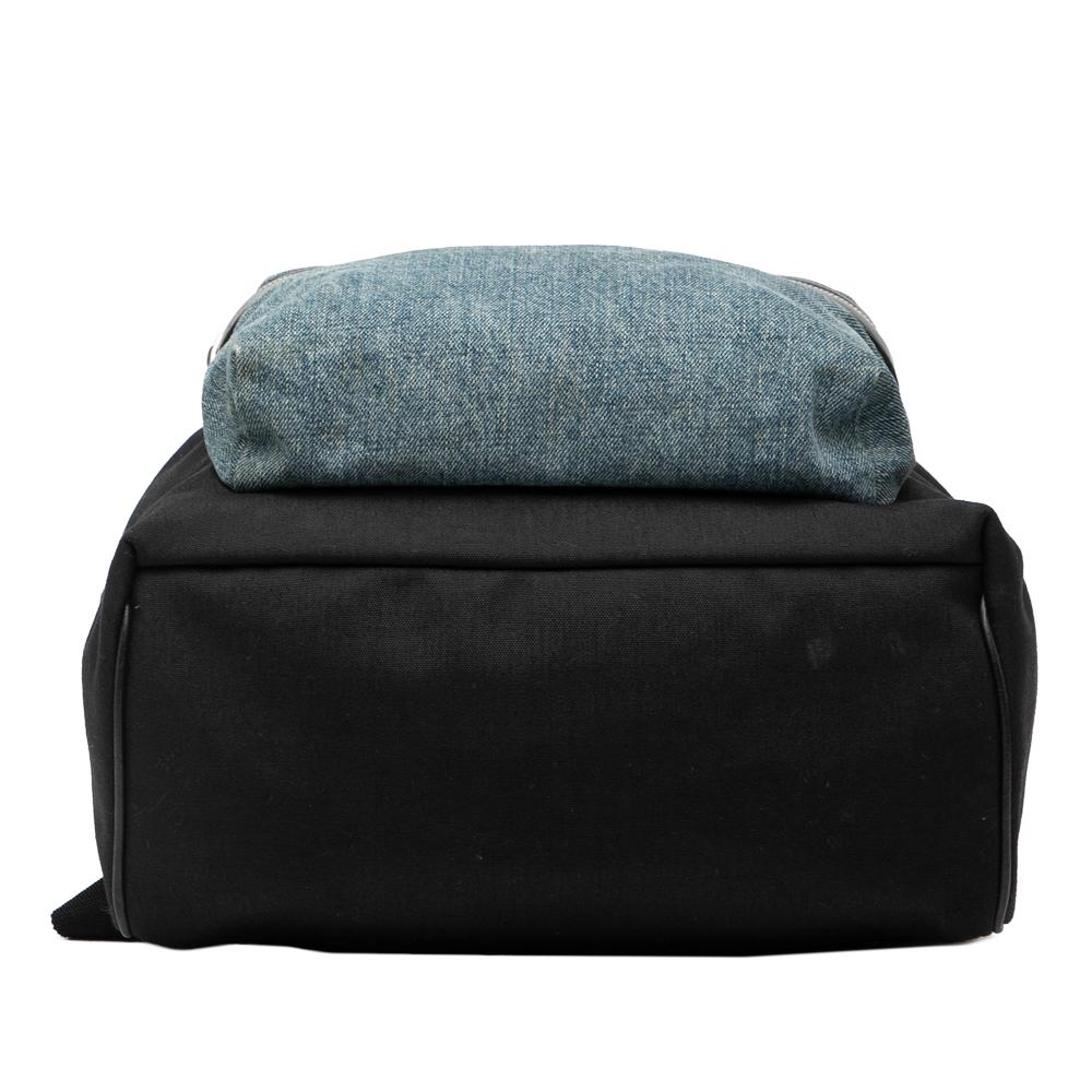 Saint Laurent B Saint Laurent Black with Blue Denim Nylon Fabric and Denim Classic Hunting Backpack Italy