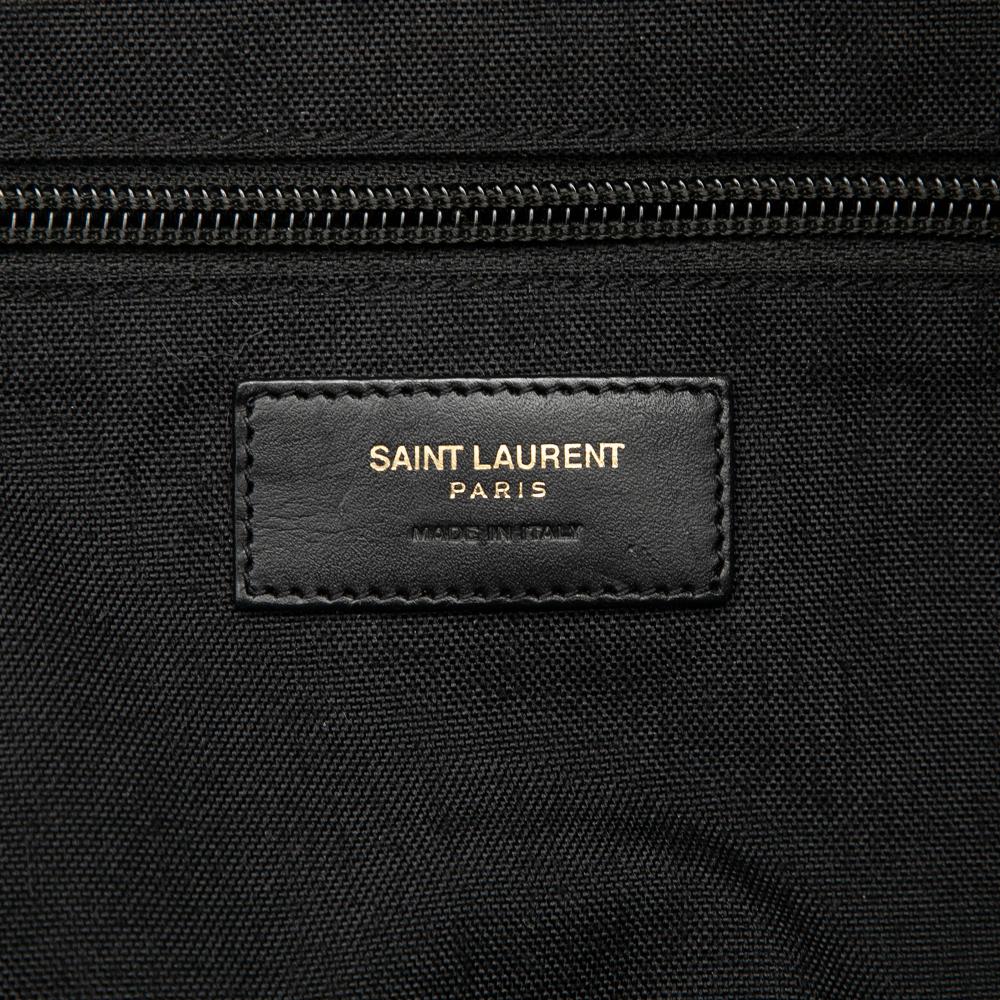Saint Laurent B Saint Laurent Black with Blue Denim Nylon Fabric and Denim Classic Hunting Backpack Italy